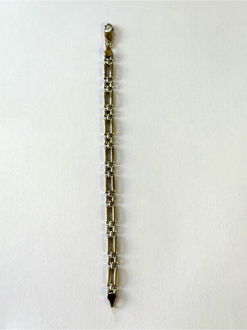 Sterling Silver Two-Tone Link Bracelet Stamped Italy 925 7 Inches